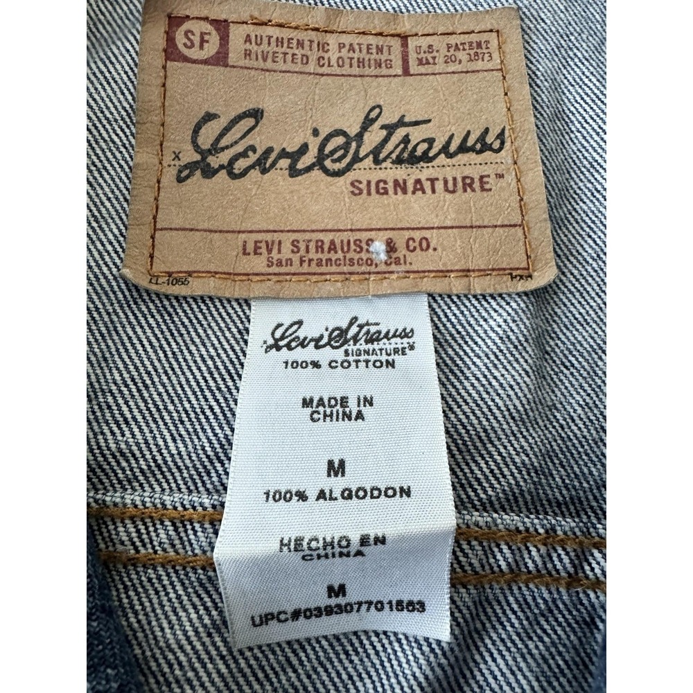 Levi Signature Vest Mens M Blue Denim Biker Cutoff Batwing Skull Back Patch - Picture 16 of 16